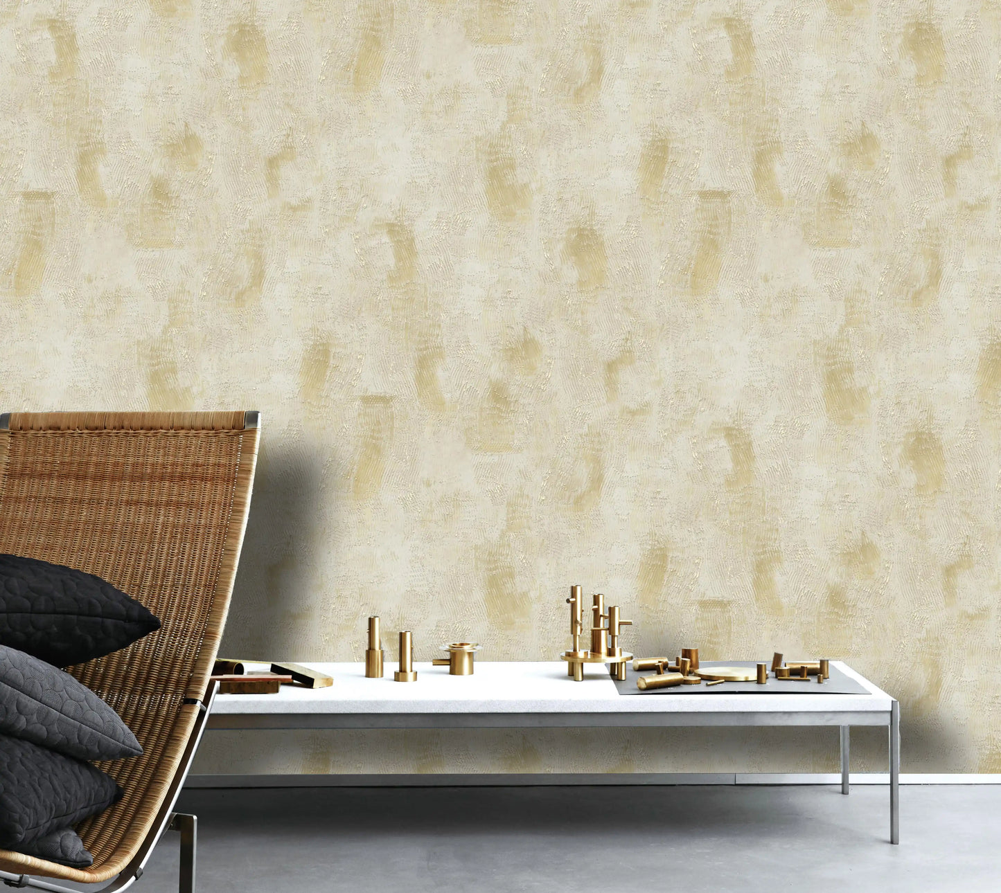Warm Sand & Gold Veined Abstract Wallpaper