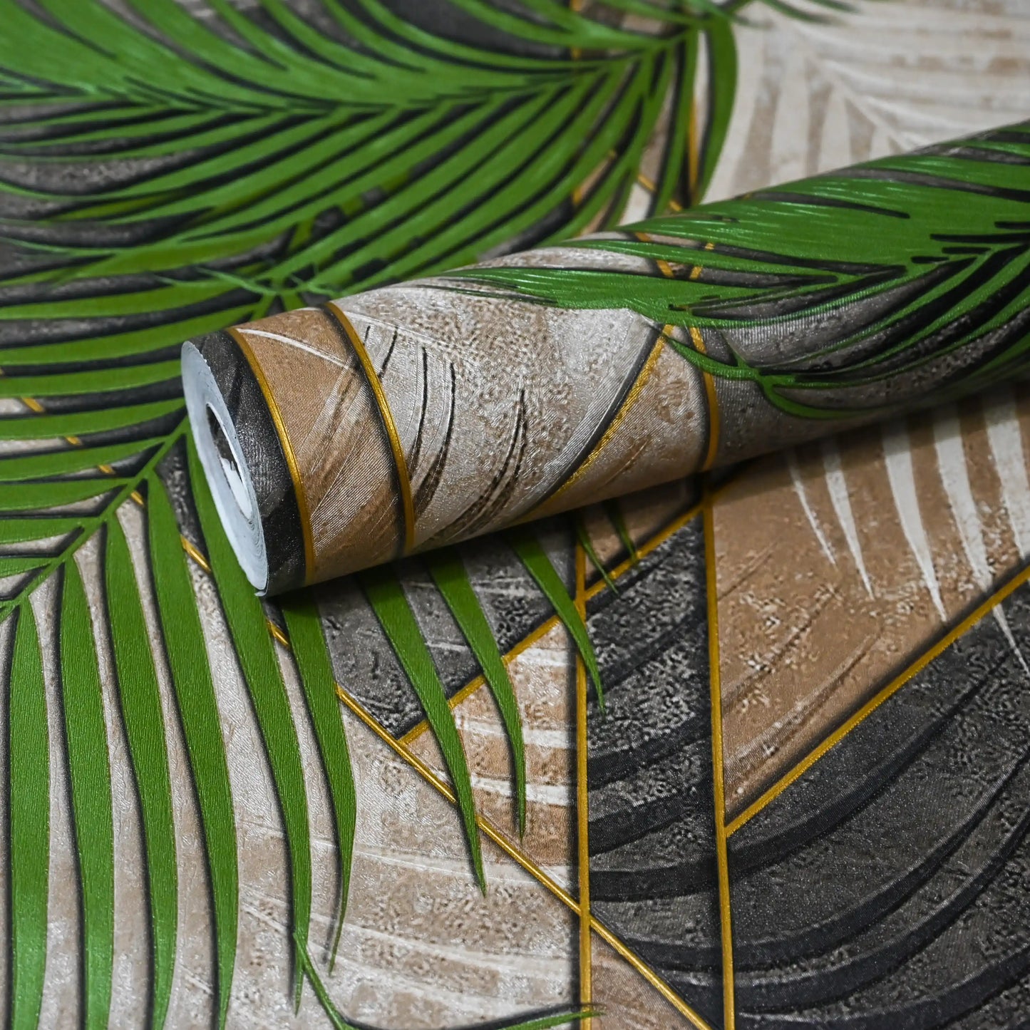 Tropical Palm Leaf Geometric Wallpaper