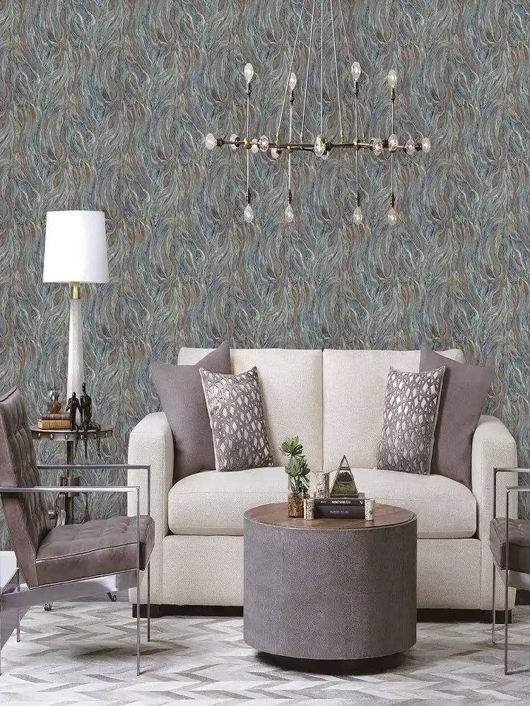 Teal Abstract Feather Design Wall