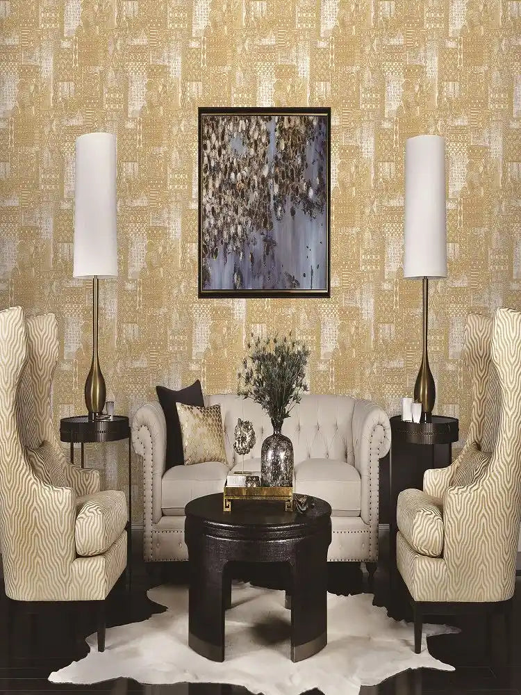 Golden Geometric Pattern Wallpaper