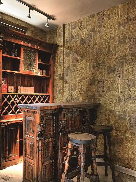 Gold Bar Patchwork Pattern Wallpaper