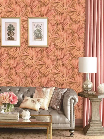 Coral Pink Textured Brushstroke Wallpaper