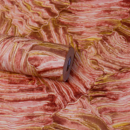 Coral Pink Textured Brushstroke Wallpaper