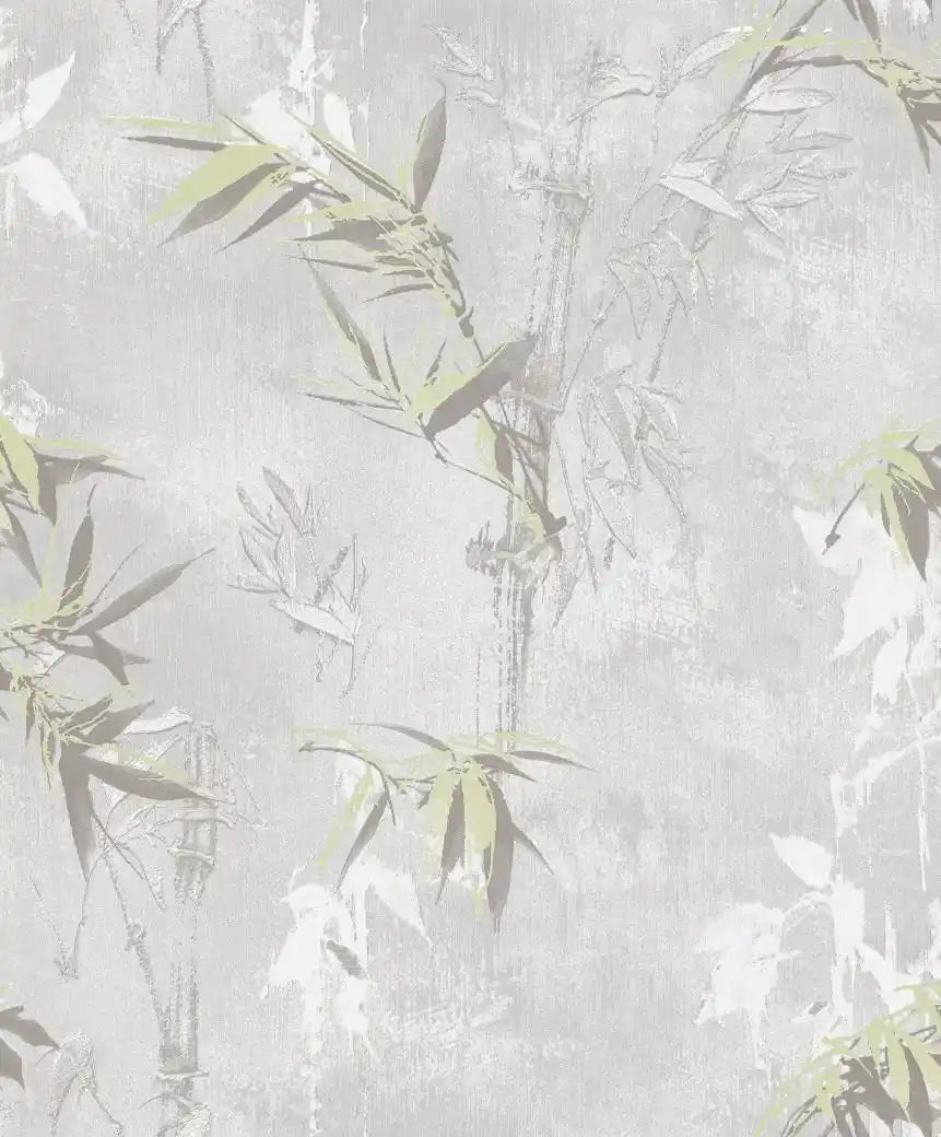 Zen Grey & Sage Bamboo Wallpaper