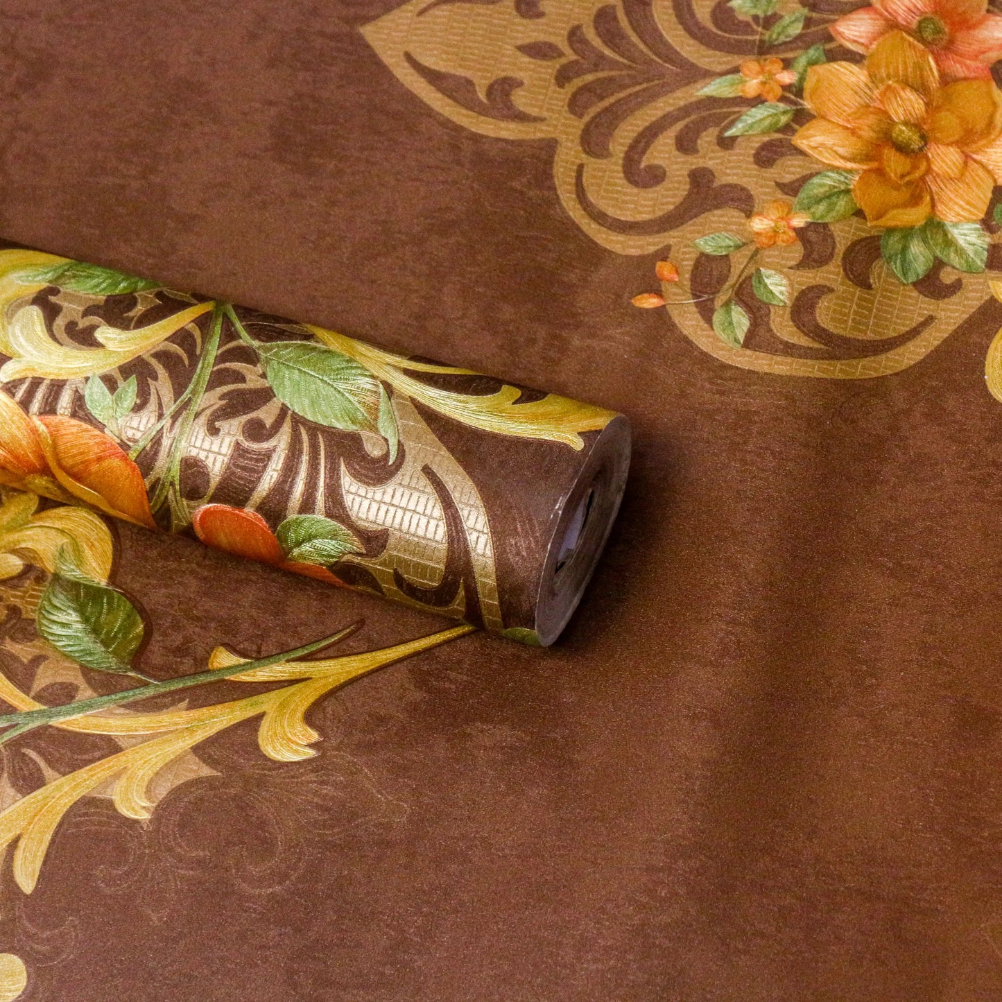 Dark Brown Orange Yellow Floral Decor