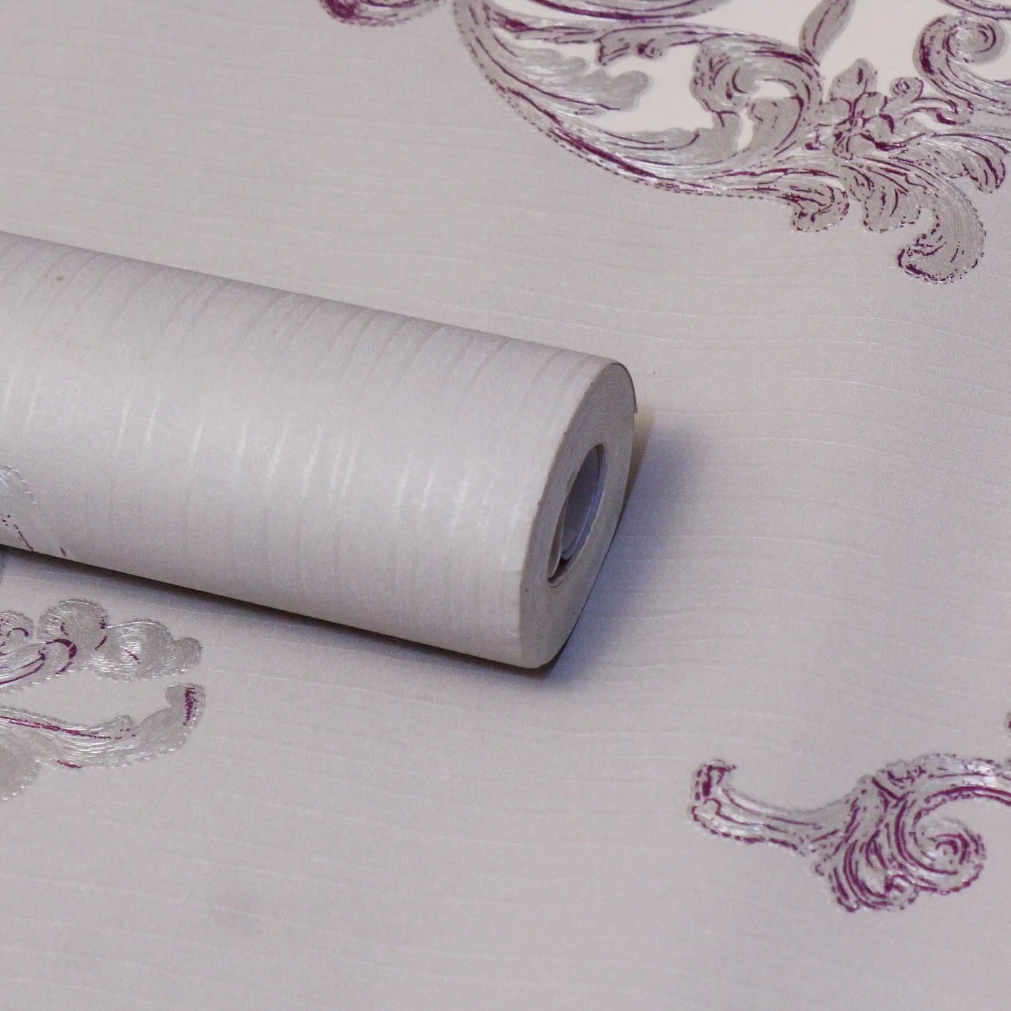 Grey White Purple Glitter Baroque Design