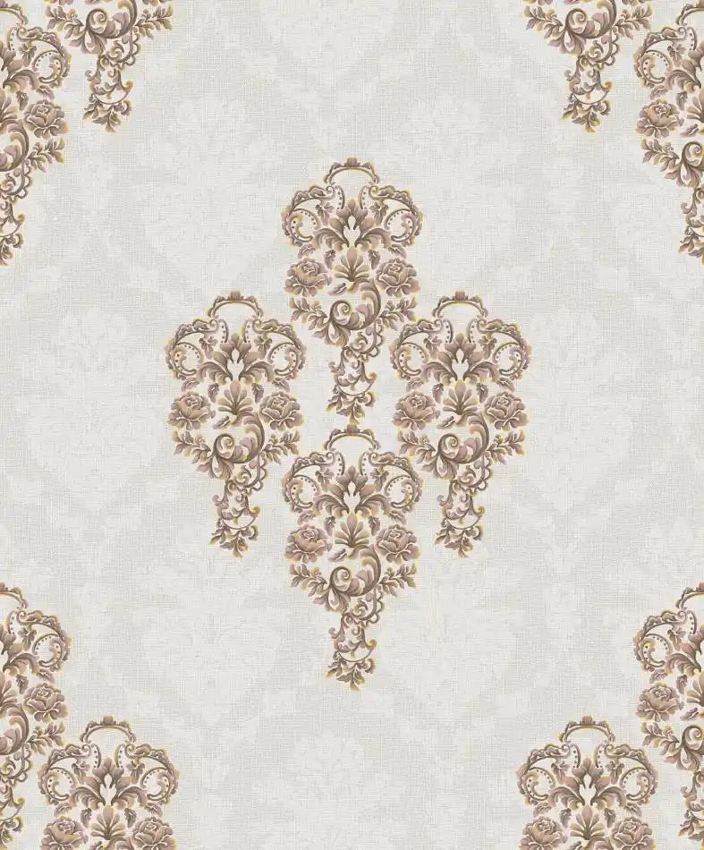 French Light Grey Floral Damask Wallpaper