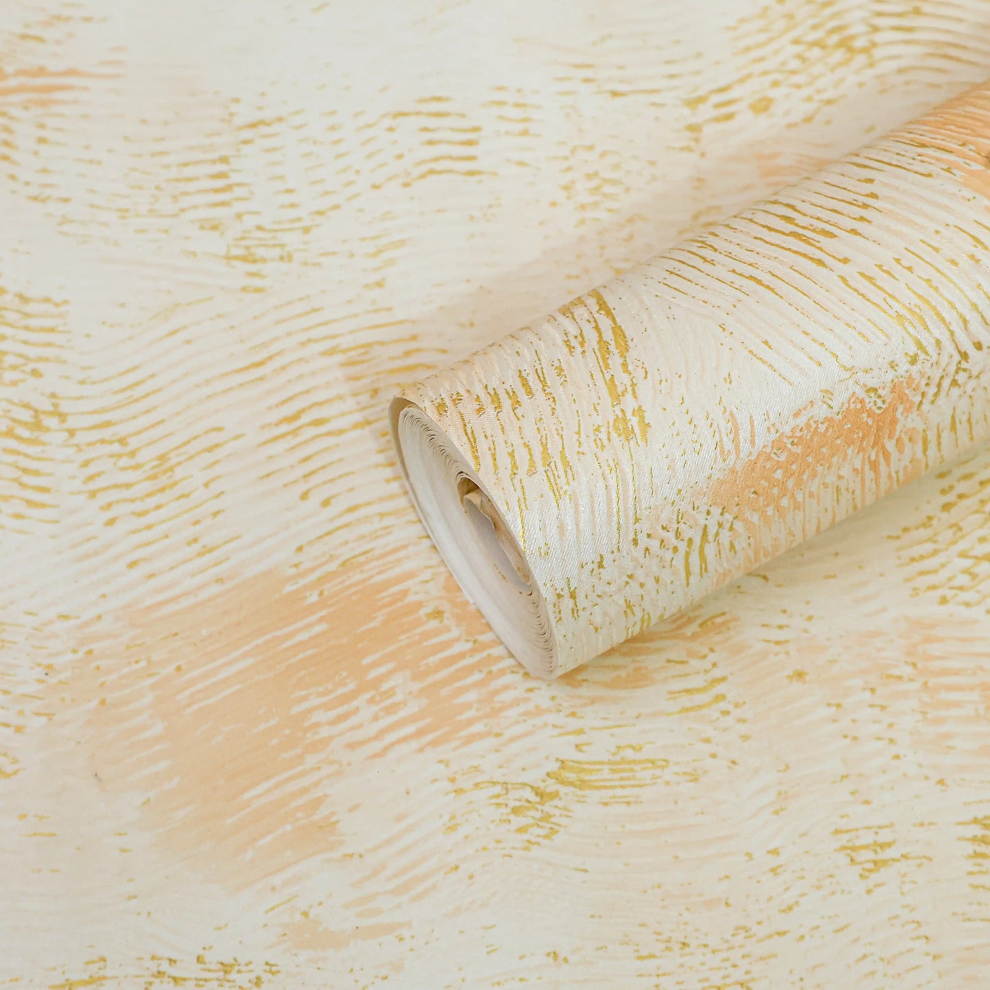 Warm Sand & Gold Veined Abstract Wallpaper