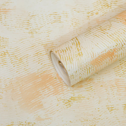 Warm Sand & Gold Veined Abstract Wallpaper