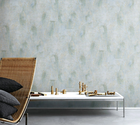 Modern Aqua & Light Blue Faux Finish Wallpaper
