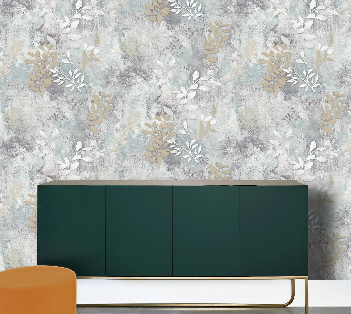 Nature-Inspired Cream & Silver Ombre Wallpaper