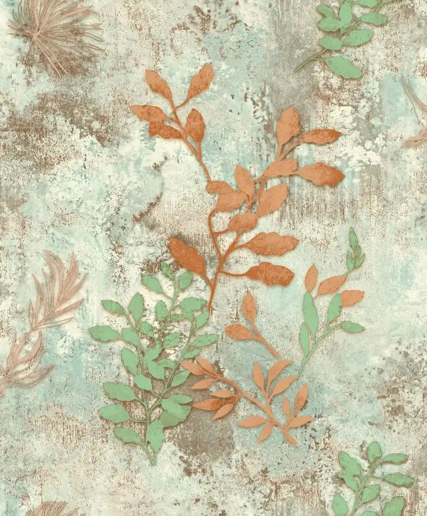 Bohemian Terracotta & Sage Leaf Wallpaper