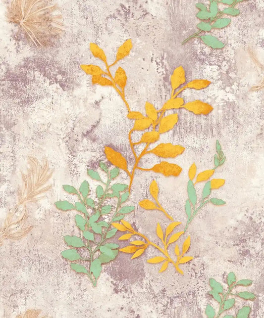 Botanical Mint & Gold Abstract Wallpaper