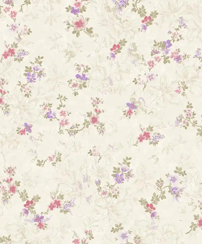 Floral pattern with small flowers and leaves on a light background