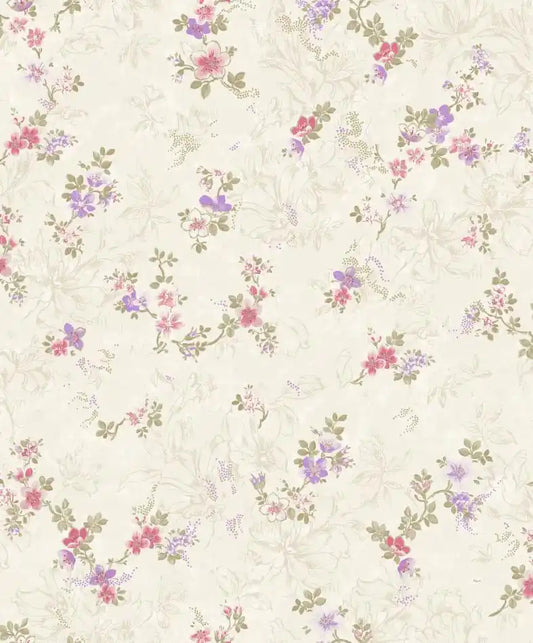 Floral pattern with small flowers and leaves on a light background