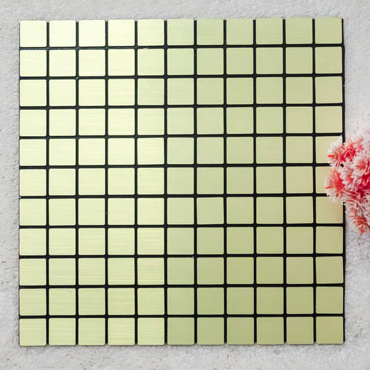 Square tile with a grid pattern on a textured surface