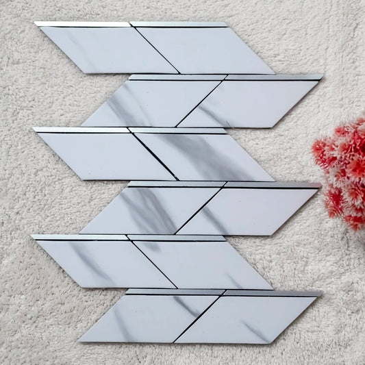 Set of geometrically shaped mirrors on a textured surface