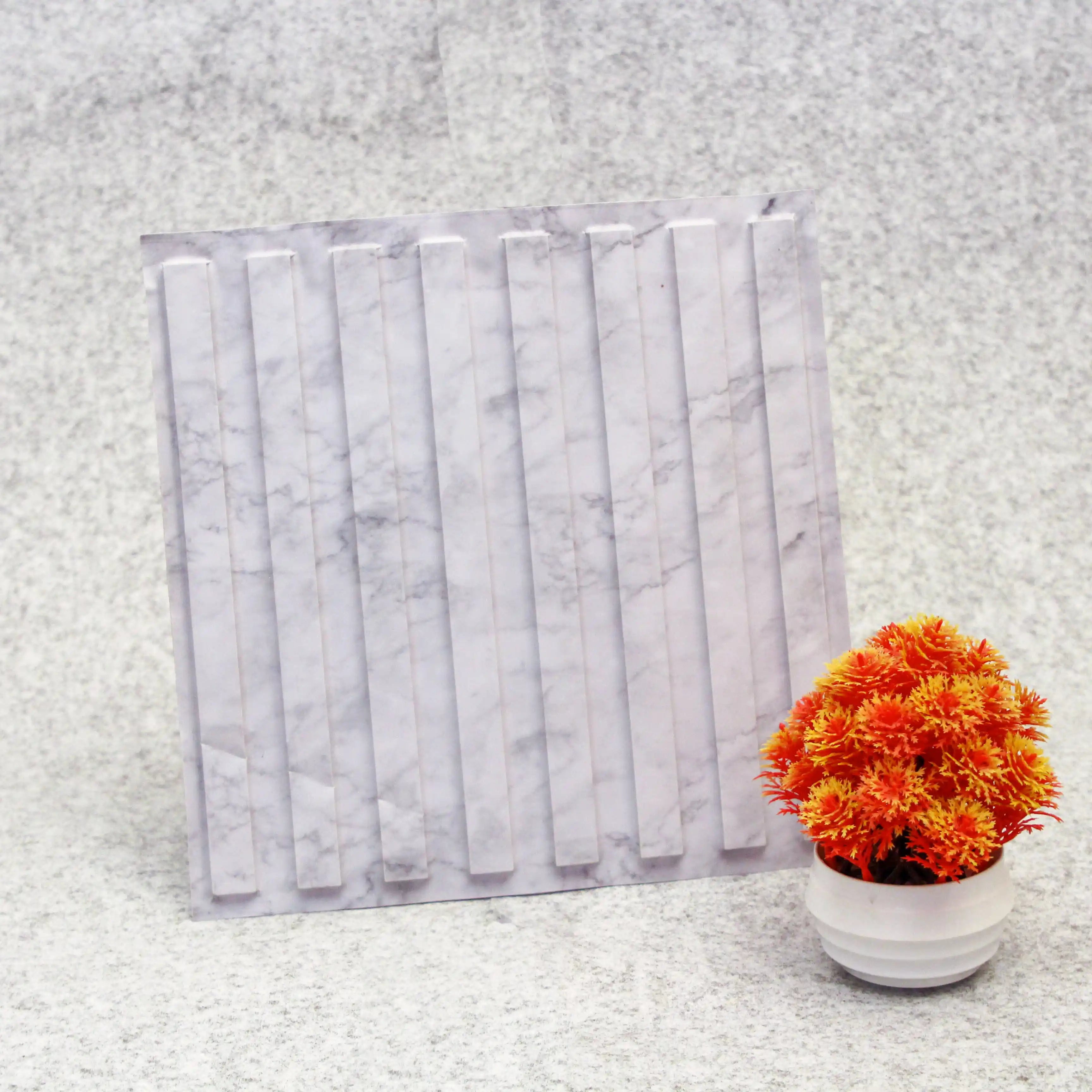 Self-Adhesive Glossy Marble Panel with Vertical Ridges – Accent Decor ...