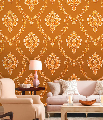 Burnt Orange Terracotta Damask Pattern