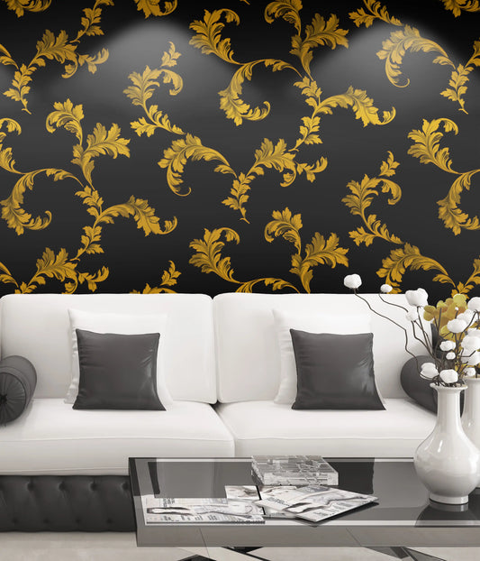 Matte Black Gold Flourishes Decor