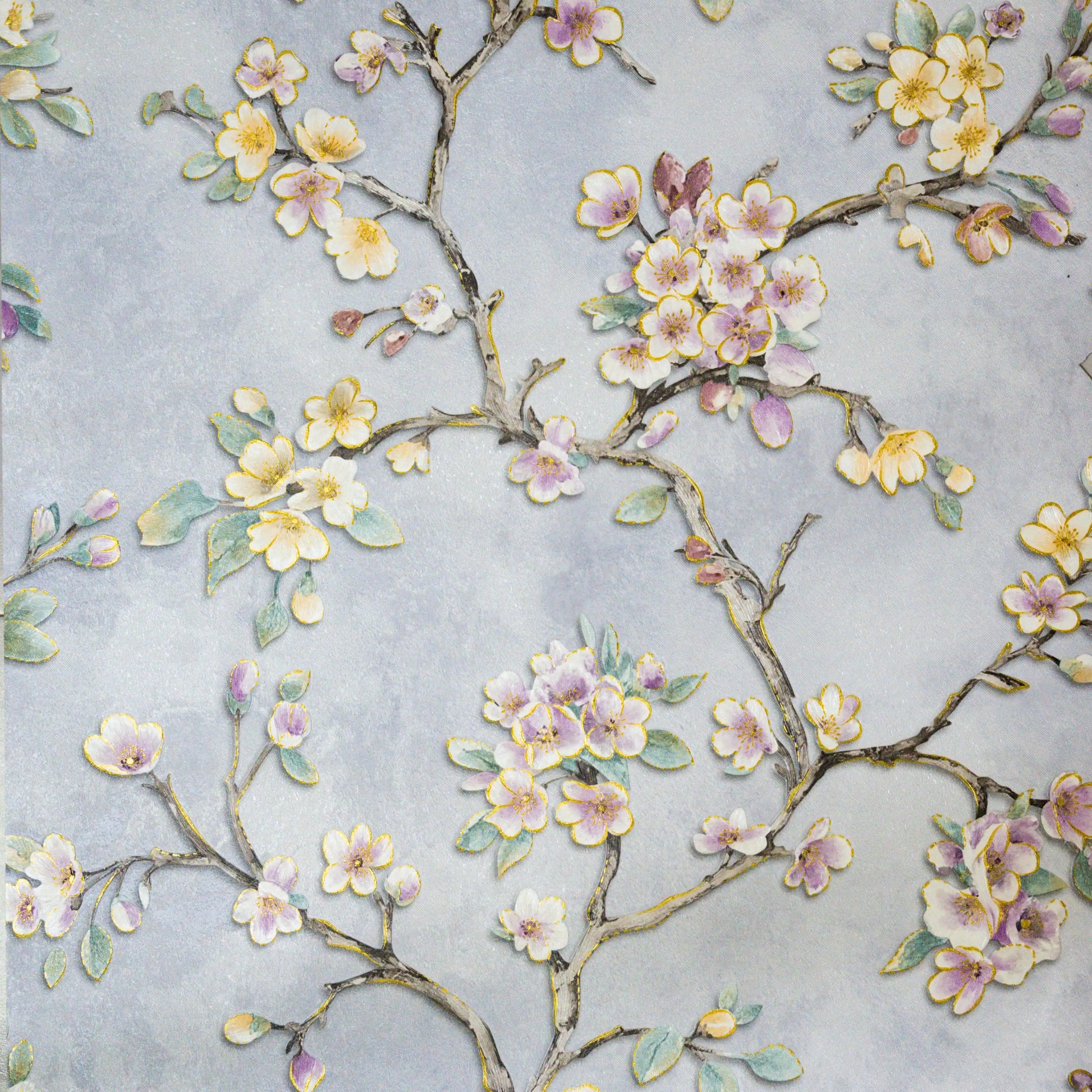 Decorative tile with floral pattern on a gray background
