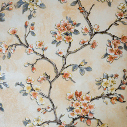 Close-up of floral pattern on a beige background