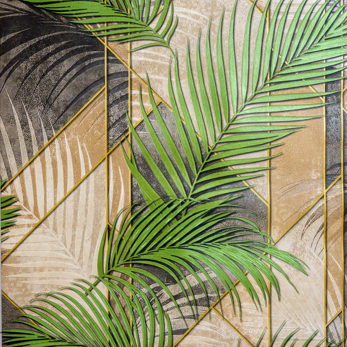 Tropical Palm Leaf Geometric Wallpaper