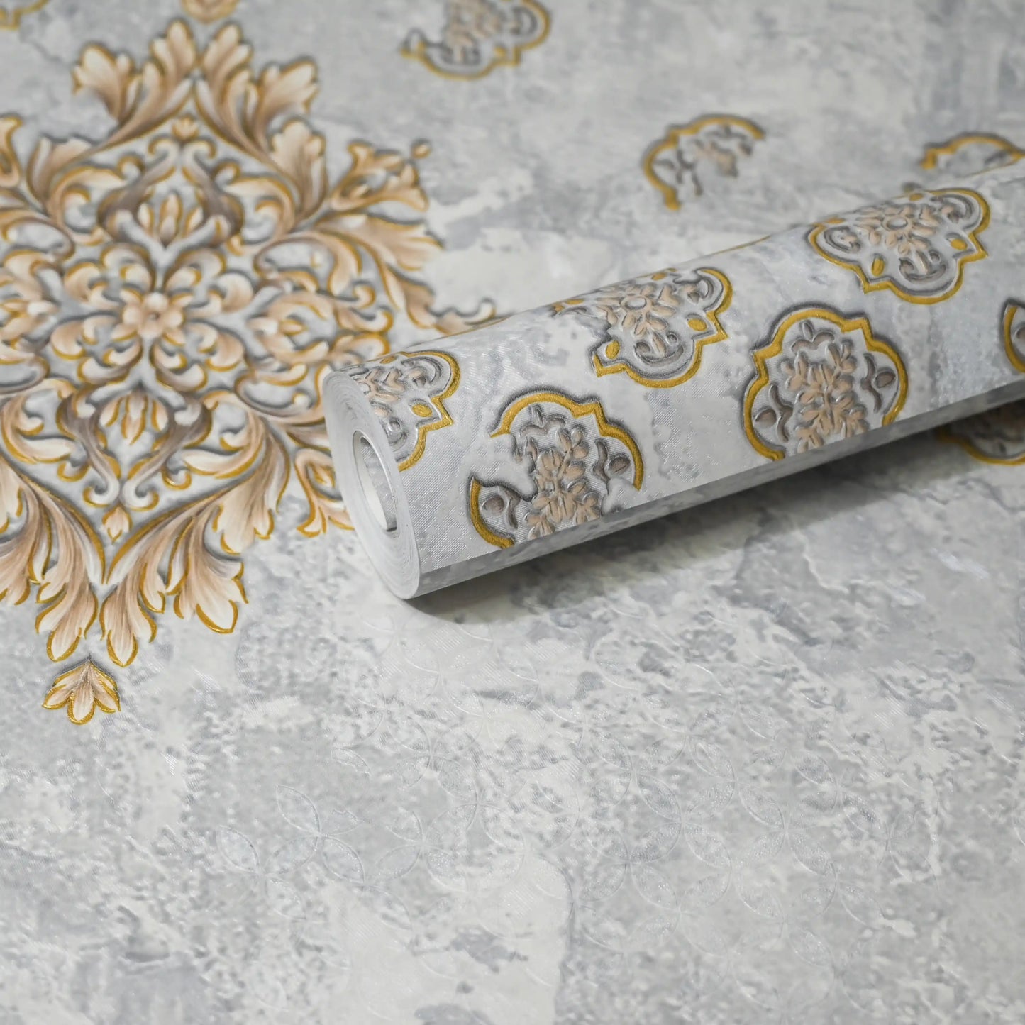 Royal Gold Embossed Medallion Wallpaper