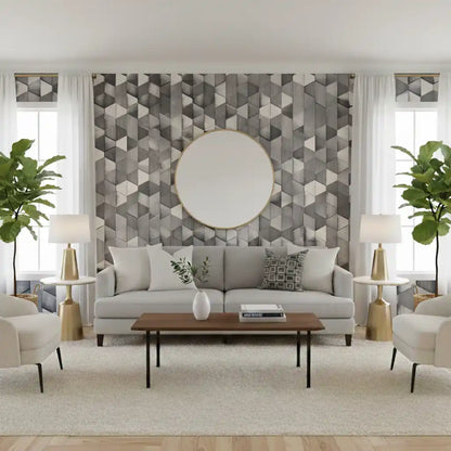 Grey Wooden Hexa-Cube 3D Pattern