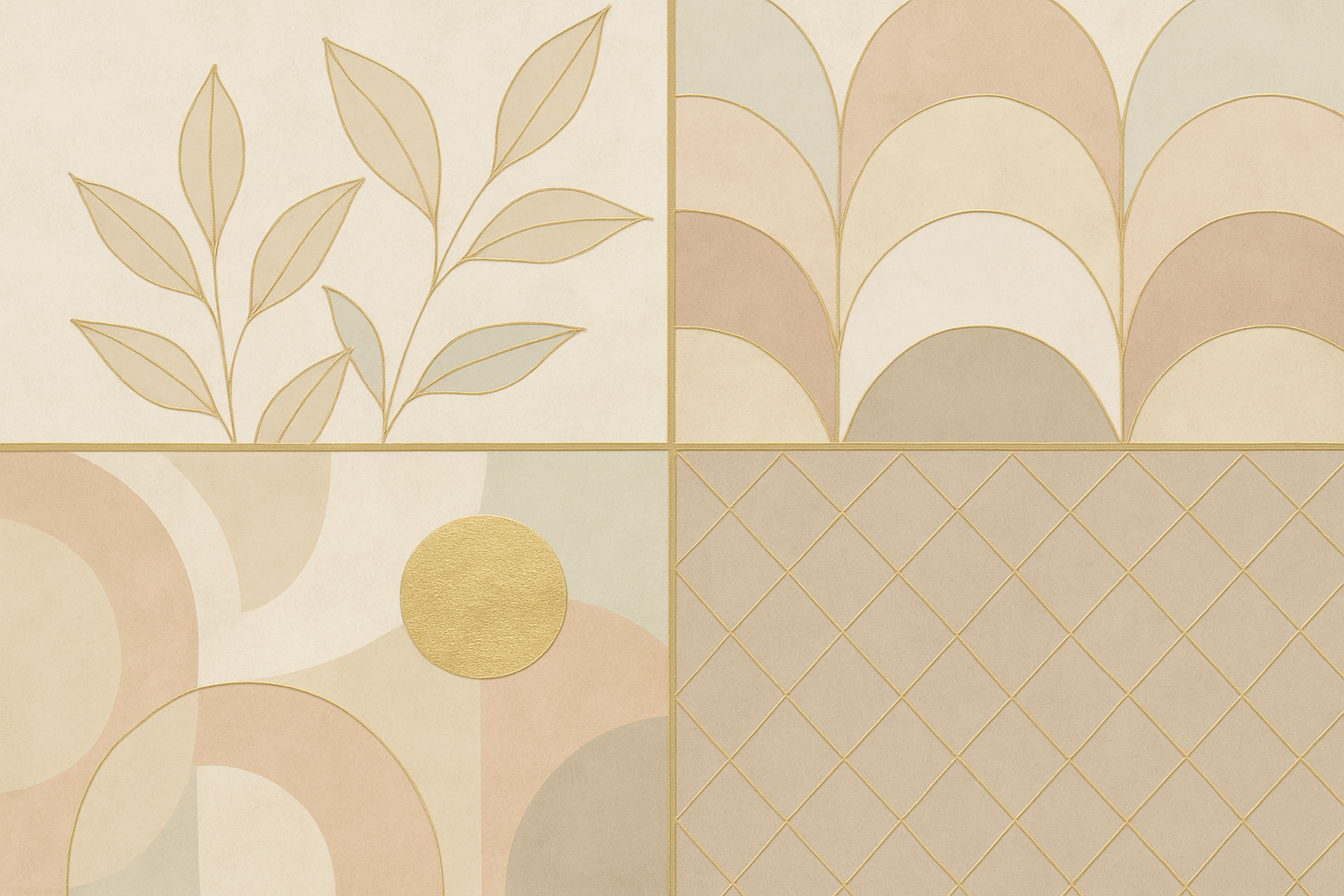 home decor wallpaper in three grid 