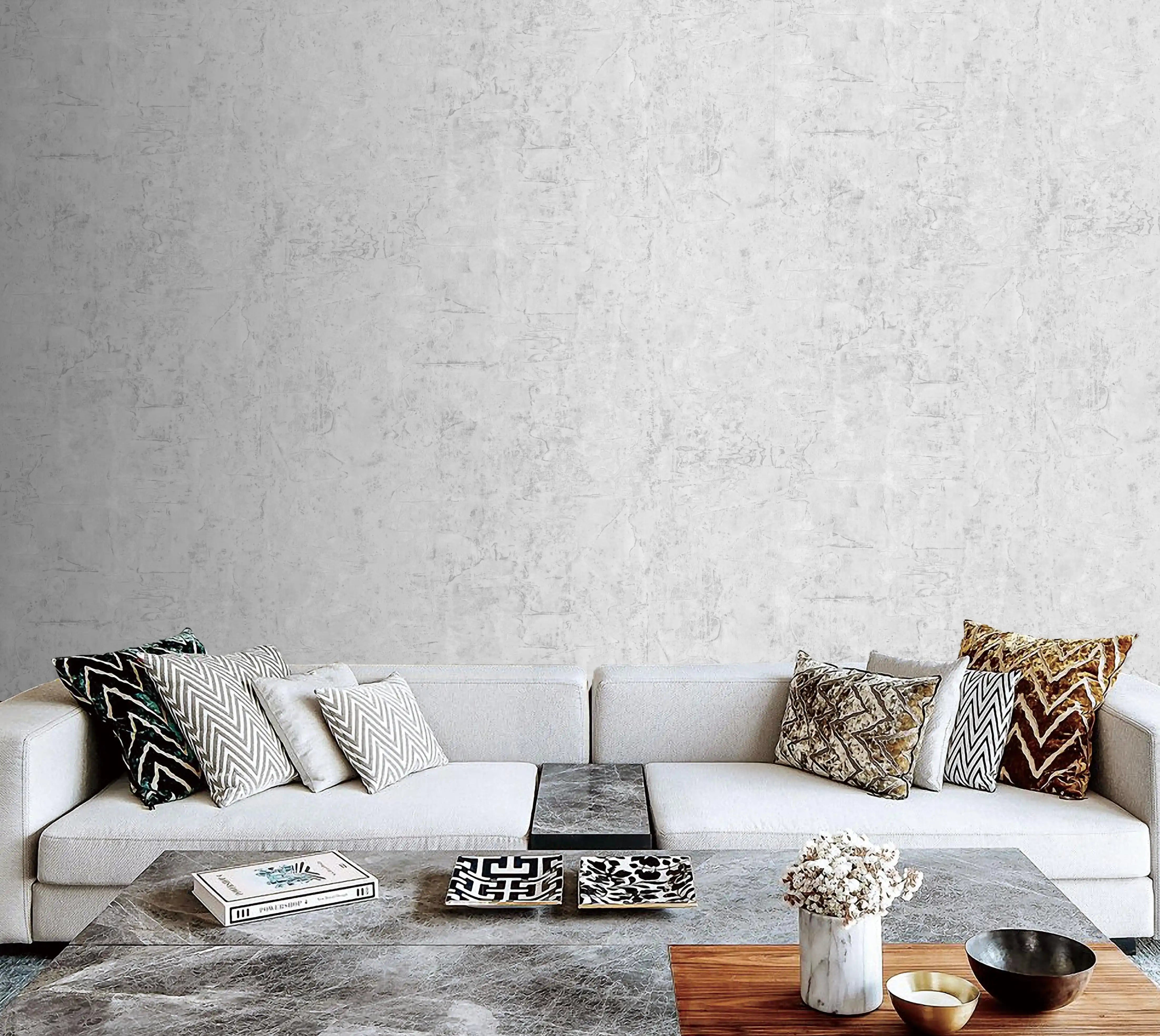 Clean White Distressed Texture Wallpaper - Minimalist Industrial Wall ...
